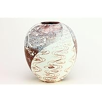 Amazon.co.jp: 志野焼 壺 花瓶 和風 梅 和柄 紫志野 骨董 古美術